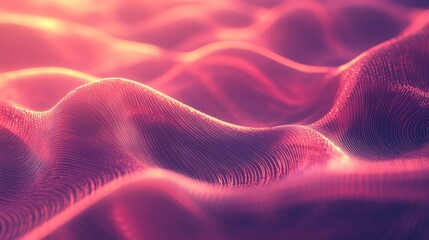 Fototapeta premium Abstract flowing waves in purple tones digital art surreal environment close-up view conceptual design