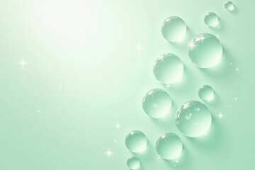 太陽光に照らされた青い背景とクリアな水滴のコントラスト - Contrast of Clear Water Droplets and Sunlit Blue Background