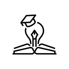 Black line icon for education