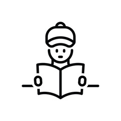 Black line icon for reader