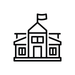 Black line icon for school