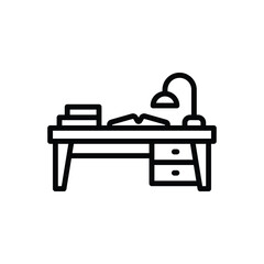 Black line icon for desk