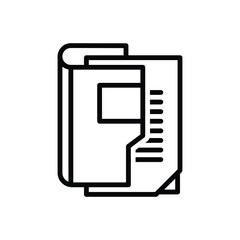 Black line icon for document