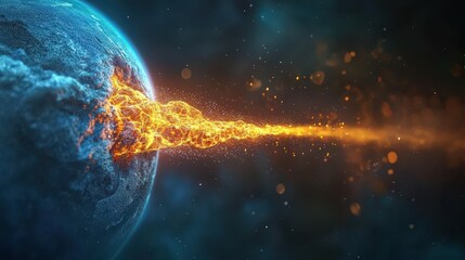 Obraz premium A radiant beam of energy connecting Earth to the sky.