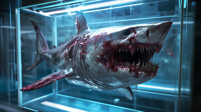 shark infected with a very scary zombie virus