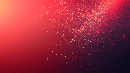 Sparkling Red Burst Background with Glowing Radiance. A vibrant, red abstract background features a radiant burst effect, with tiny glowing particles radiating outward from a central point.