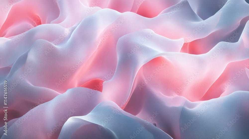 Poster dynamic abstract waves digital space 3d rendering soft textures close-up view visual art concept