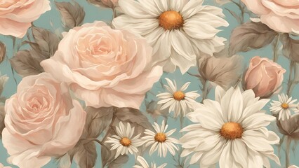 Vintage flowers background
