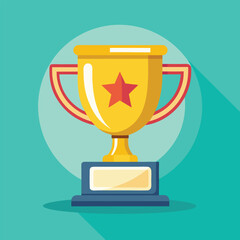 Trophy cup Champion trophy shiny golden cup sport award Winner prize champions celebration winning concept modern flat design simple vector illustration isolated transparent background