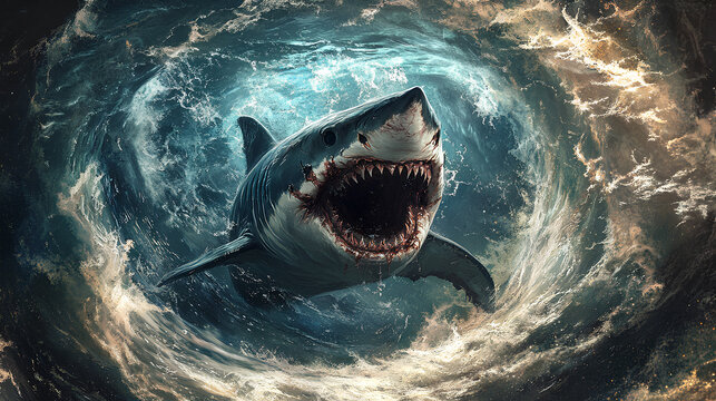 shark infected with a very scary zombie virus