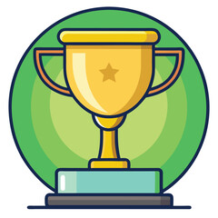 Trophy cup Champion trophy shiny golden cup sport award Winner prize champions celebration winning concept modern flat design simple vector illustration isolated transparent background