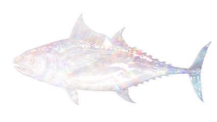 Silvery holographic tuna fish design element