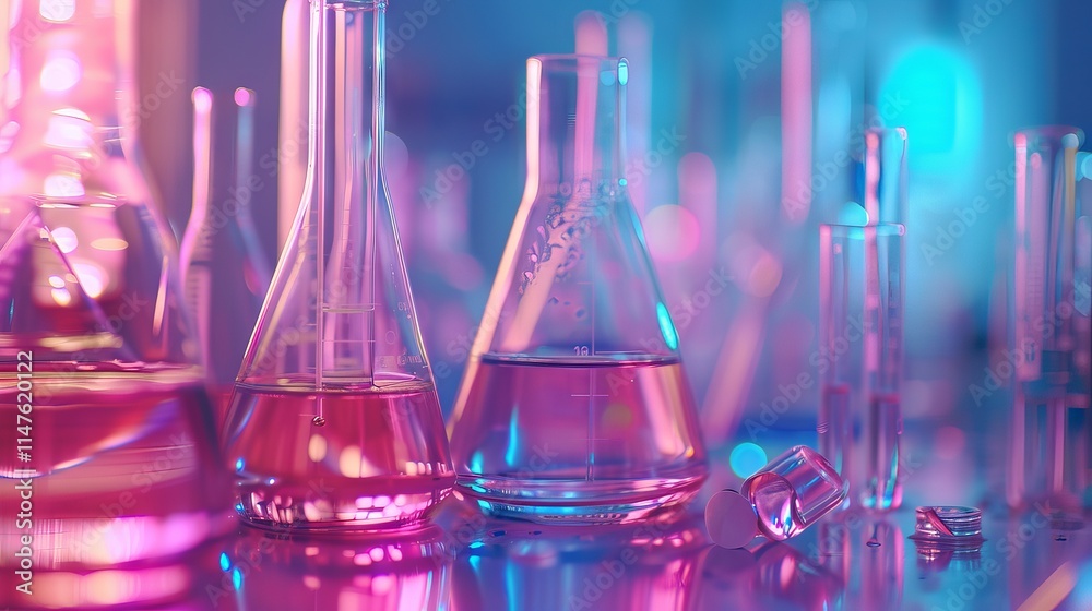 Wall mural scientist conducting laboratory experiment to analyze and test chemical substances in a controlled e
