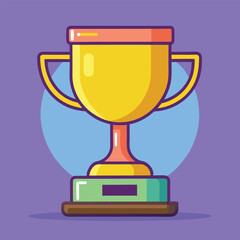Trophy cup Champion trophy shiny golden cup sport award Winner prize champions celebration winning concept modern flat design simple vector illustration isolated transparent background
