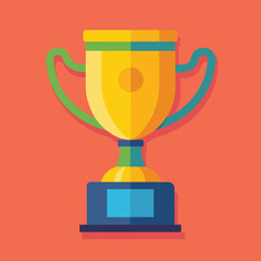 Trophy cup Champion trophy shiny golden cup sport award Winner prize champions celebration winning concept modern flat design simple vector illustration isolated transparent background