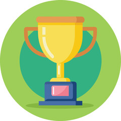 Trophy cup Champion trophy shiny golden cup sport award Winner prize champions celebration winning concept modern flat design simple vector illustration isolated transparent background