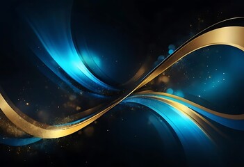  image is a dramatic, abstract graphic with gold and blue curved lines over a dark background. The design gives a sense of motion and sophistication as a thumbnail in a collection
