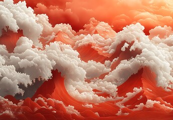 Red and White Clouds in the Sky.