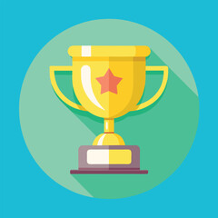Trophy cup Champion trophy shiny golden cup sport award Winner prize champions celebration winning concept modern flat design simple vector illustration isolated transparent background