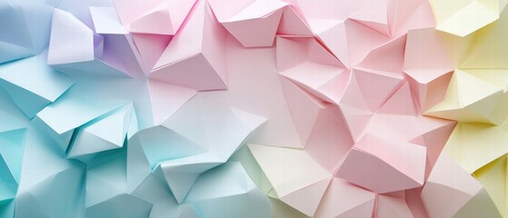 Fototapeta premium Pastel Geometric Abstract Paper Background with Folded Shapes and Textures