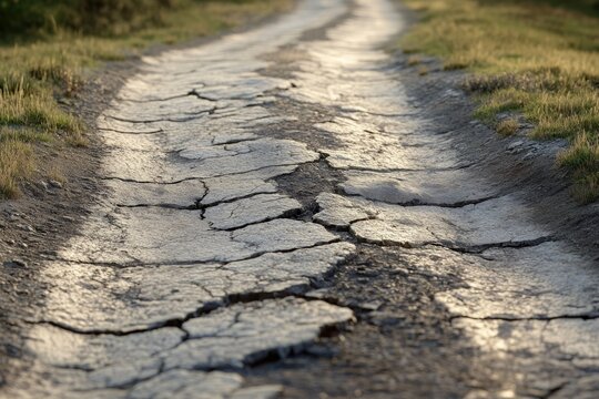 cracks in a country road