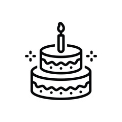 Black line icon for cake