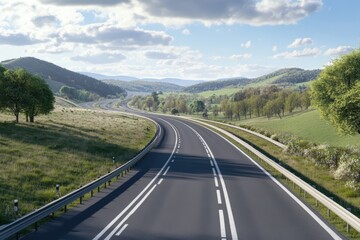 Fototapeta premium Highway in southern Slovakia during early spring.