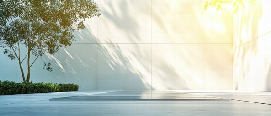 Sustainable Energy Concept with Solar Panels and Greenery in Modern Space