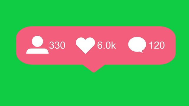 4K Instagram Followers, Likes & Comments Counter Animation with social icon | UHD High-Resolution Design, Green screen