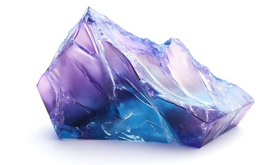 Glass-like purple and blue translucent crystal mountain.
