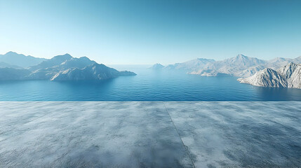 Fototapeta premium Sea and Mountain View Concrete Background