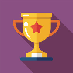 Trophy cup Champion trophy shiny golden cup sport award Winner prize champions celebration winning concept modern flat design simple vector illustration isolated transparent background