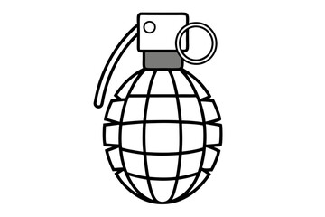 Hand Grenade in Vector Style Line Drawing Illustration