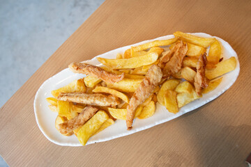 traditional tapas fish and chips irish european fish and chips finger food top view