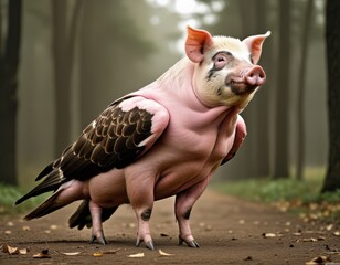 Fototapeta premium Hybrid animal between pig and hawk.