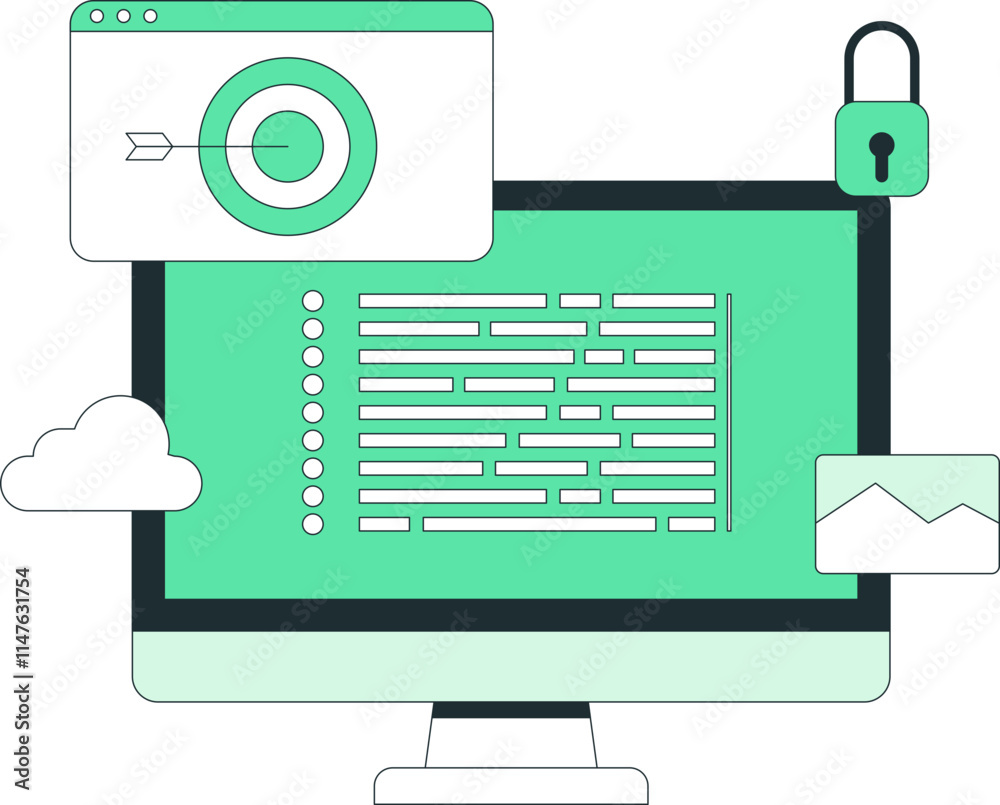 Wall mural programming illustration on computer screen