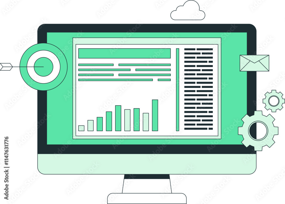 Wall mural programming illustration on computer screen