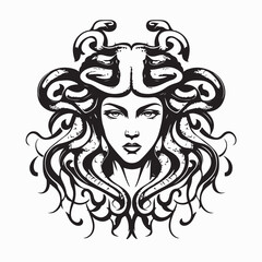 Medusa Portrait  Image vector. Medusa Portrait Stock Illustrations on white background.