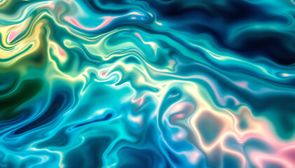 Obraz premium Vibrant, swirling abstract pattern with shades of blue, green, and yellow.