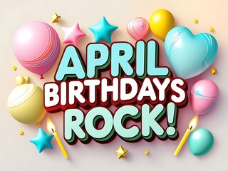 April Birthdays Rock Celebrate Festive Balloons Joy