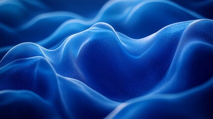 Obraz premium Abstract blue waves with glowing particles creating a mesmerizing backdrop. Perfect for a serene wallpaper or modern design concepts.