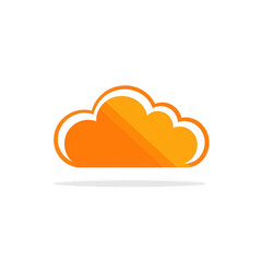 Fototapeta premium orange icon of Cloud isolated on a transparent background Minimalist flat icon, vector logo style sign clipart on a no background png