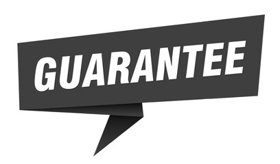 GUARANTEE banner, speech bubble, label, sign