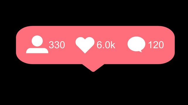 4K Instagram Followers, Likes & Comments Counter Animation with social icon and Alpha Matte | UHD High-Resolution Design, Transparent