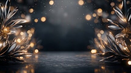 Fototapeta premium Festive christmas decorated background with vibrant holiday ornaments, twinkling lights, and a cozy ambiance, perfect for seasonal celebrations and greetings