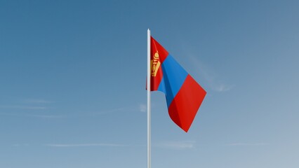 Mongolia flag on blue sky 3d illustration image