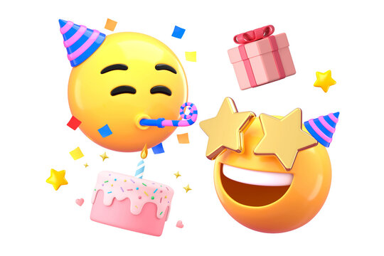 Naklejki Birthday celebration 3D png emoticon sticker, transparent background