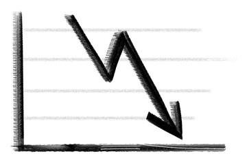 Downward arrow chart png sticker, business doodle, transparent background