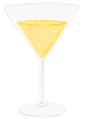 Yellow martini glass png sticker, cocktail drink graphic, transparent background