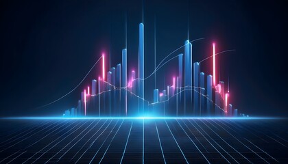 Future Consumer and technology concept: AI in finance, digital currency interface with glowing graphs.